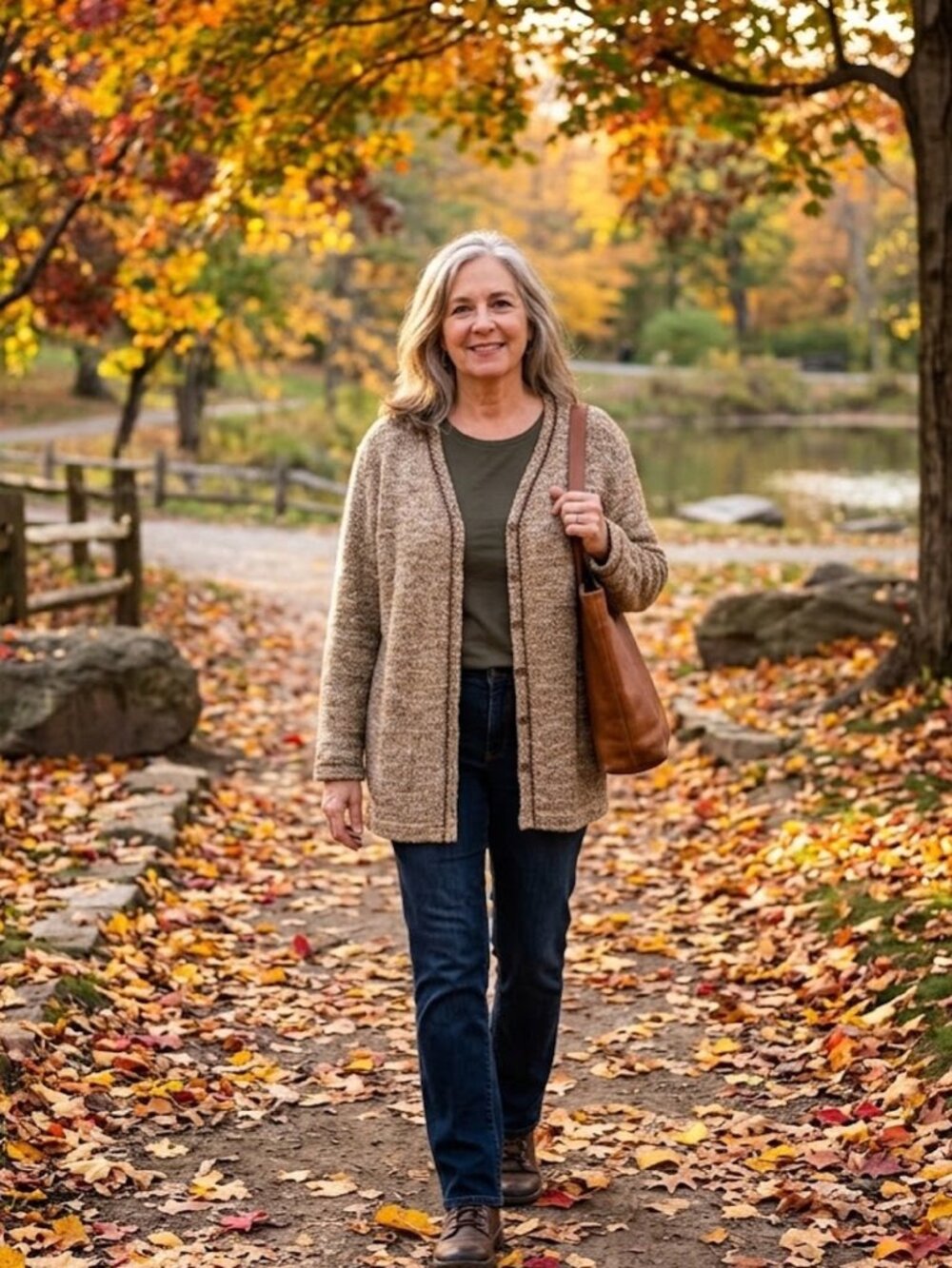 Bon Worth Oatmeal Brown Cardigan Button Sweater Jacket XL Women's
